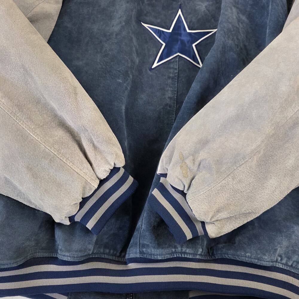Vintage 90s Dallas Cowboys Pro Player Suede LeatherJacket Men's 2XL Two Tone‎ - Picture 12 of 13